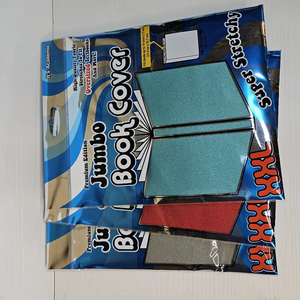 Premium Edition Jumbo Book Cover  XXL Super Stretchy Silver Lot Of 3